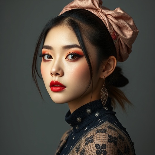 Young Chinese woman with artistic makeup and contemporary styling
