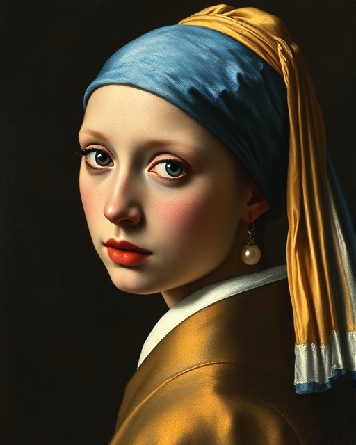 Vermeer's Girl with a Pearl Earring portrait painting of young woman with mysterious expression