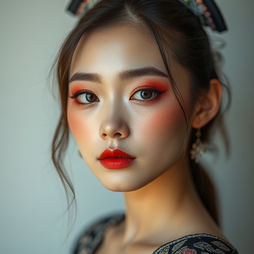 Young Chinese woman with artistic makeup and contemporary styling