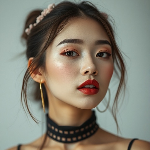 Young Chinese woman with artistic makeup and contemporary styling