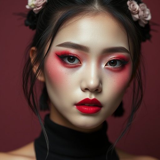 Young Chinese woman with artistic makeup and contemporary styling