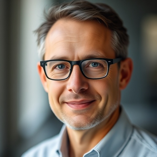 Middle-aged man with glasses professional headshot