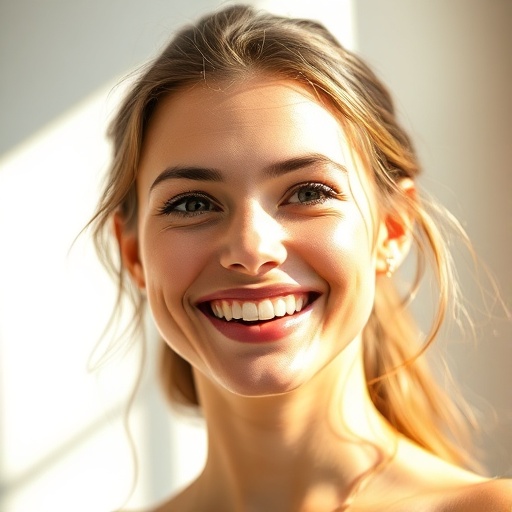 Smiling young woman with artistic style, natural light