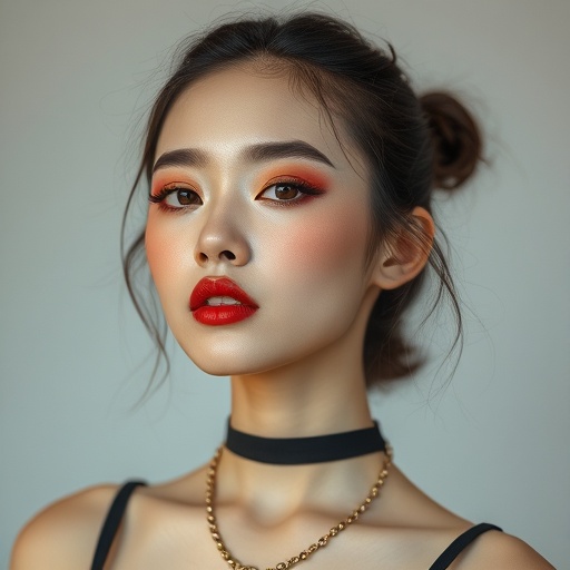 Young Chinese woman with artistic makeup and contemporary styling